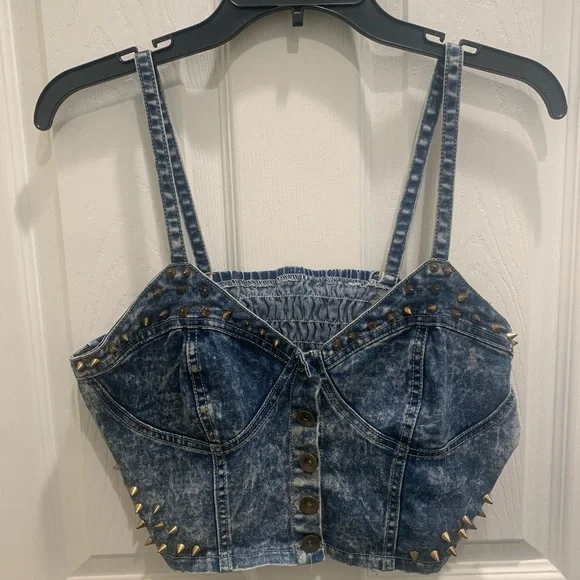 Rhinestone, jean crop top - Picture 9 of 9